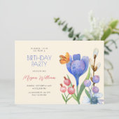 Bloemen waterverf verjaardag kaart (Staand voorkant)