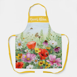 Bloemen waterverf wilde bloem gepersonaliseerde na schort