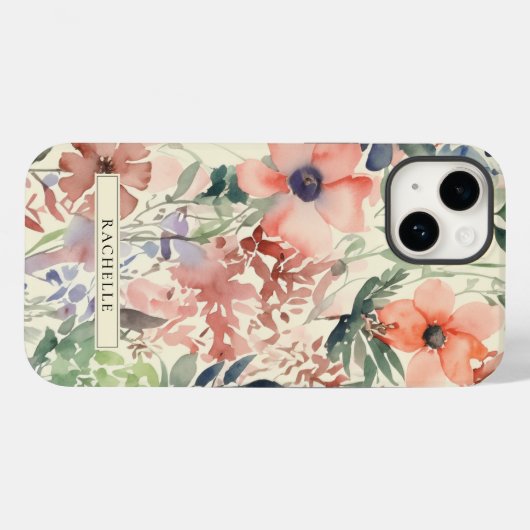 Bloemen Waterverf Wildflower gepersonaliseerd Case-Mate iPhone Case (Achterkant (horizontaal))