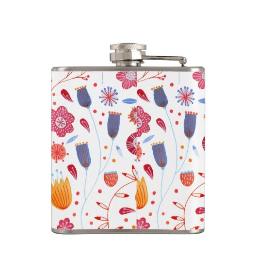 Bloemen Waterverf Wildflower Pattern Heupfles (Achterkant)