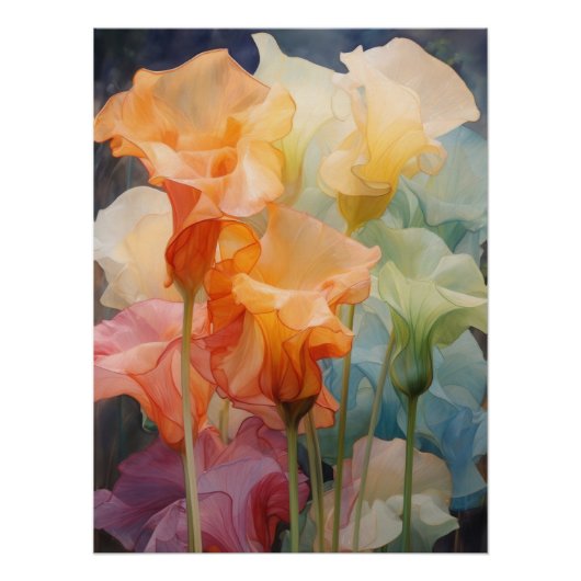 Bloemen Waterverf Wipsy Datura Elegant Modern Perfect Poster (Voorkant)