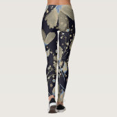 Bloemen  Waterverf: zwarte achtergrond Leggings (Achterkant)