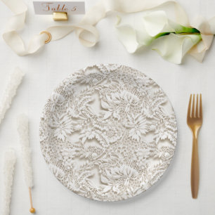  Bloemen Wedding Lace Papieren Bordje