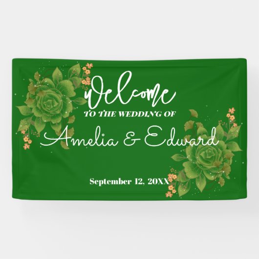 Bloemen Welkom Bruiloft Spandoek (Horizontaal)