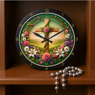 Bloemen Welkom Cross Garden Clock Grote Klok