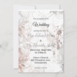 Bloemen wervelingen - bruiloft uitnodiging