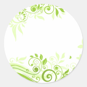 Bloemen Wervelingen in Tinten van Verse Groen Ronde Sticker