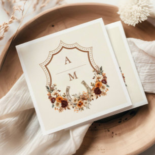 Bloemen Western Crest Monogram Bruiloft Servet