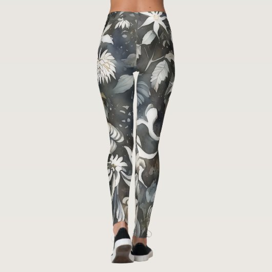  Bloemen Whimsical Art Grijze Leggings (Achterkant)