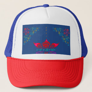 Bloemen Whimsy Folk Art Kleurrijke Dietsy Bloemen Trucker Pet
