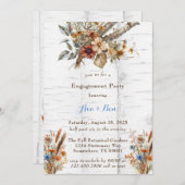 Bloemen White Birch Tree Engagement Party Kaart (Voorkant / Achterkant)