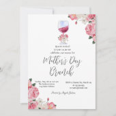 Bloemen Wijnglas Moederdag Brunch Kaart (Voorkant)