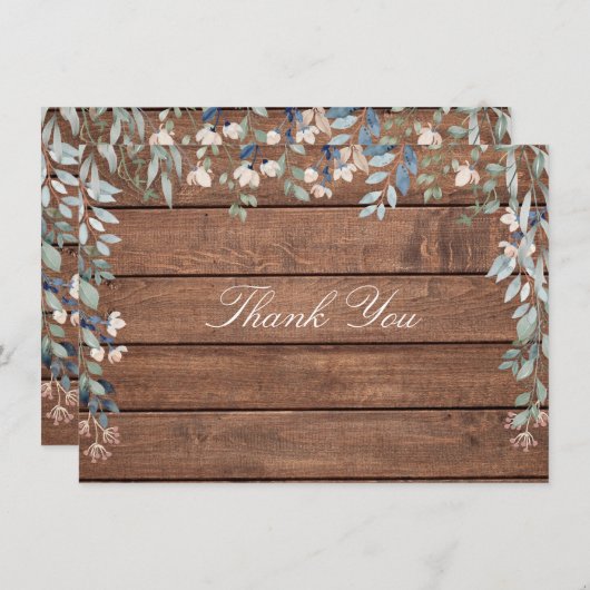 Bloemen Wildbloemen Rustiek hout Bedankkaart (Voorkant / Achterkant)