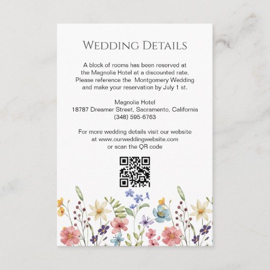 Bloemen Wildbloemen Tuin Bruiloft Details Informatiekaartje (Voorkant)