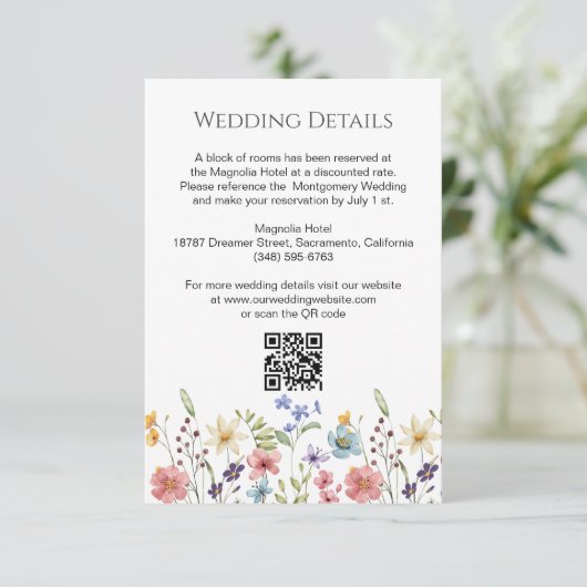 Bloemen Wildbloemen Tuin Bruiloft Details Informatiekaartje (Staand voorkant)