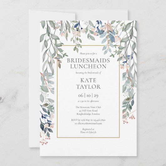 Bloemen Wilde Bloemen Bruidsmeisjes Lunch Kaart (Voorkant)