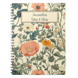 bloemen, wilde bloemen en papavers notitieboek
