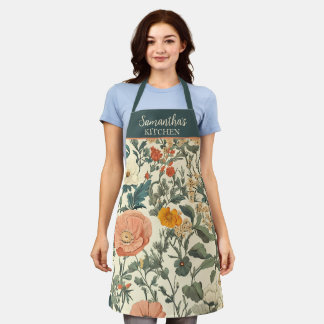 bloemen, wilde bloemen en papavers schort