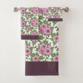 Bloemen Wilde Roos Foliage Roze Groen Bad Handdoek (Insitu)