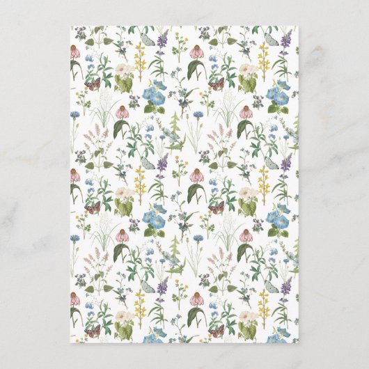 Bloemen Wildflower Meadow Spring Bruiloft Details Informatiekaartje (Achterkant)