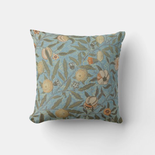  Bloemen William Morris Fruit Blue Floral Kussen (Voorkant)
