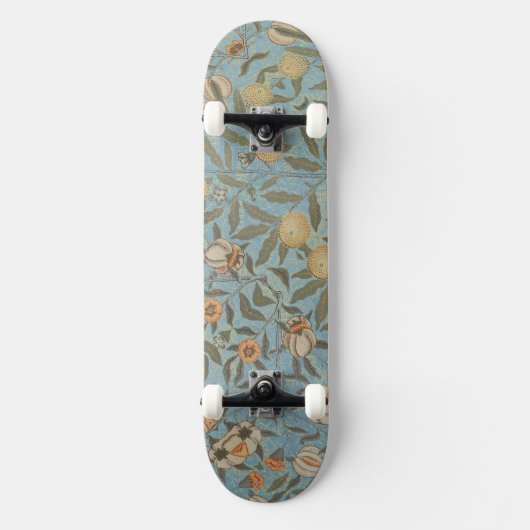  Bloemen William Morris Fruit Blue Floral Skateboard (Voorkant)