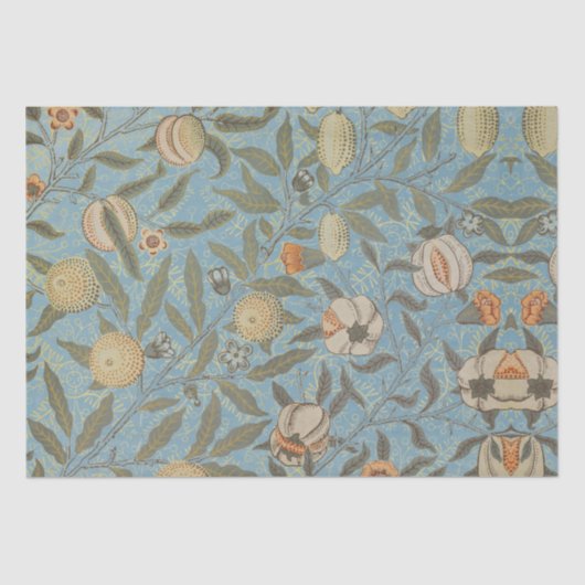 Bloemen William Morris Fruit Blue Floral Tissuepapier (Voorkant)