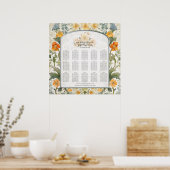Bloemen William Morris Gele Zitting Grafiek Poster (Keuken)
