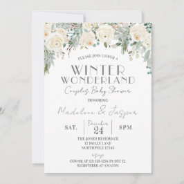 Bloemen Winter Wonderland, Koppels Baby shower Kaart