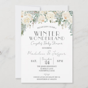 Bloemen Winter Wonderland, Koppels Baby shower Kaart