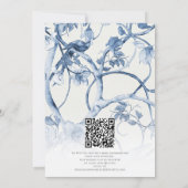  Bloemen Wit en Blauw Chinoiserie Bruiloft Kaart (Achterkant)