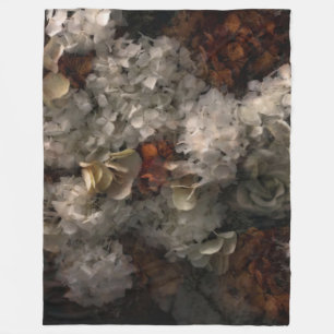  bloemen wit en roest hydrangea botanisch fleece deken
