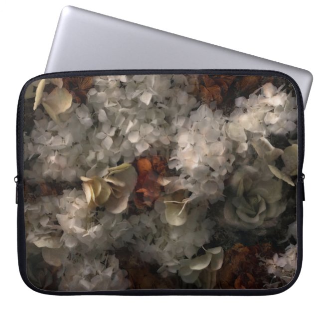  bloemen wit en roest hydrangea botanisch laptop sleeve (Voorkant)