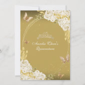 Bloemen Wit Goud Tiara Vlinder Mis Quinceañera Kaart (Achterkant)