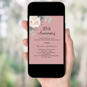 Bloemen wit stoffig roos 25e huwelijksverjaardag kaart