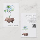 *~* Bloemen Witte Anemoon Roos Goud QR code Visitekaartje (Voorkant / Achterkant)