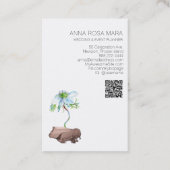 *~* Bloemen Witte Anemoon Roos Goud QR code Visitekaartje (Achterkant)