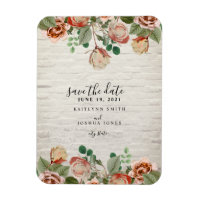Bloemen witte baksteen bruiloft Save the date