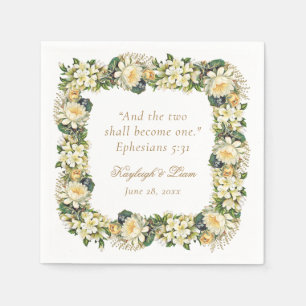 Bloemen Witte Bijbel Verse Christelijke bruiloft Servet