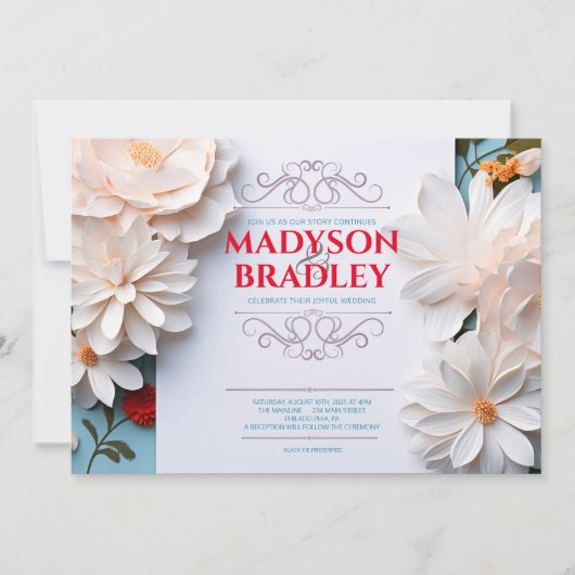  Bloemen Witte Bloemen Bloemen Bloeien Bruiloft Kaart (Voorkant)