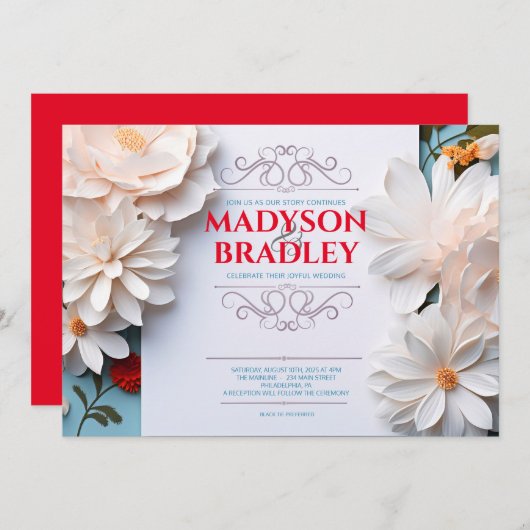  Bloemen Witte Bloemen Bloemen Bloeien Bruiloft Kaart (Voorkant / Achterkant)