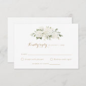 Bloemen Witte Hydrangea Groen Bruiloft RSVP Kaart (Voorkant / Achterkant)