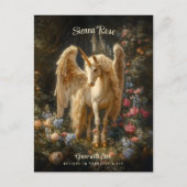 Bloemen Witte Woud Eenhoorn Fantasy Art Briefkaart (Voorkant)