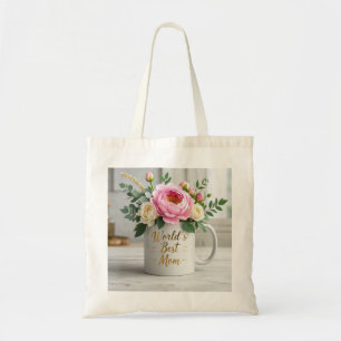 Bloemen Zachte waterverf boeket (pioenen, rozen) Tote Bag