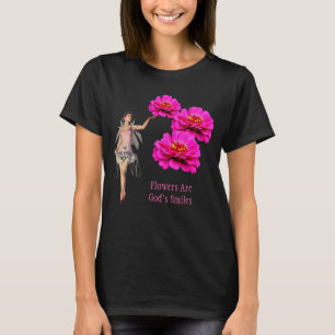 Bloemen Zijn Gods Glimlachen Inspirerend Donker T-shirt