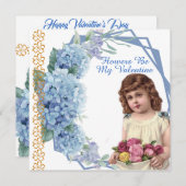 Bloemen zijn mijn Valentijn Blue Flora grote docht Feestdagenkaart (Voorkant / Achterkant)