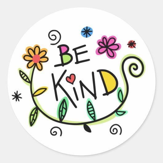 Bloemen zijn vriendelijk ronde sticker (Voorkant)