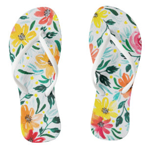 Bloemen Zomer Waterverf Bloemen Illustratie Teenslippers