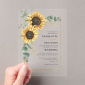 Bloemen Zonnebloem Elegante bruiloft Acryl Uitnodigingen (Insitu (Draagbaar))