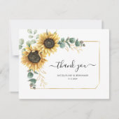 Bloemen Zonnebloem Eucalyptus Bruiloft Dank u kaar Notitiekaartje (Voorkant)